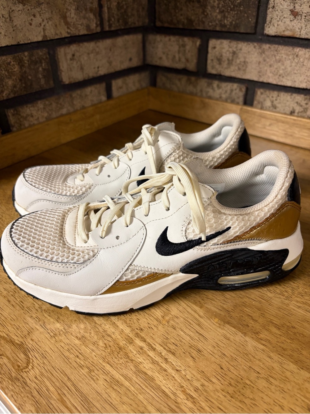 Women’s Nike Air Max Running Shoes - White, Black & Gold